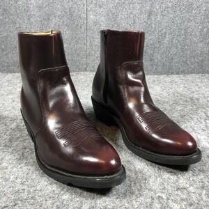 Durango TR825 Western Boots Mens 10 Red Leather Ankle Zip Pointed Toe